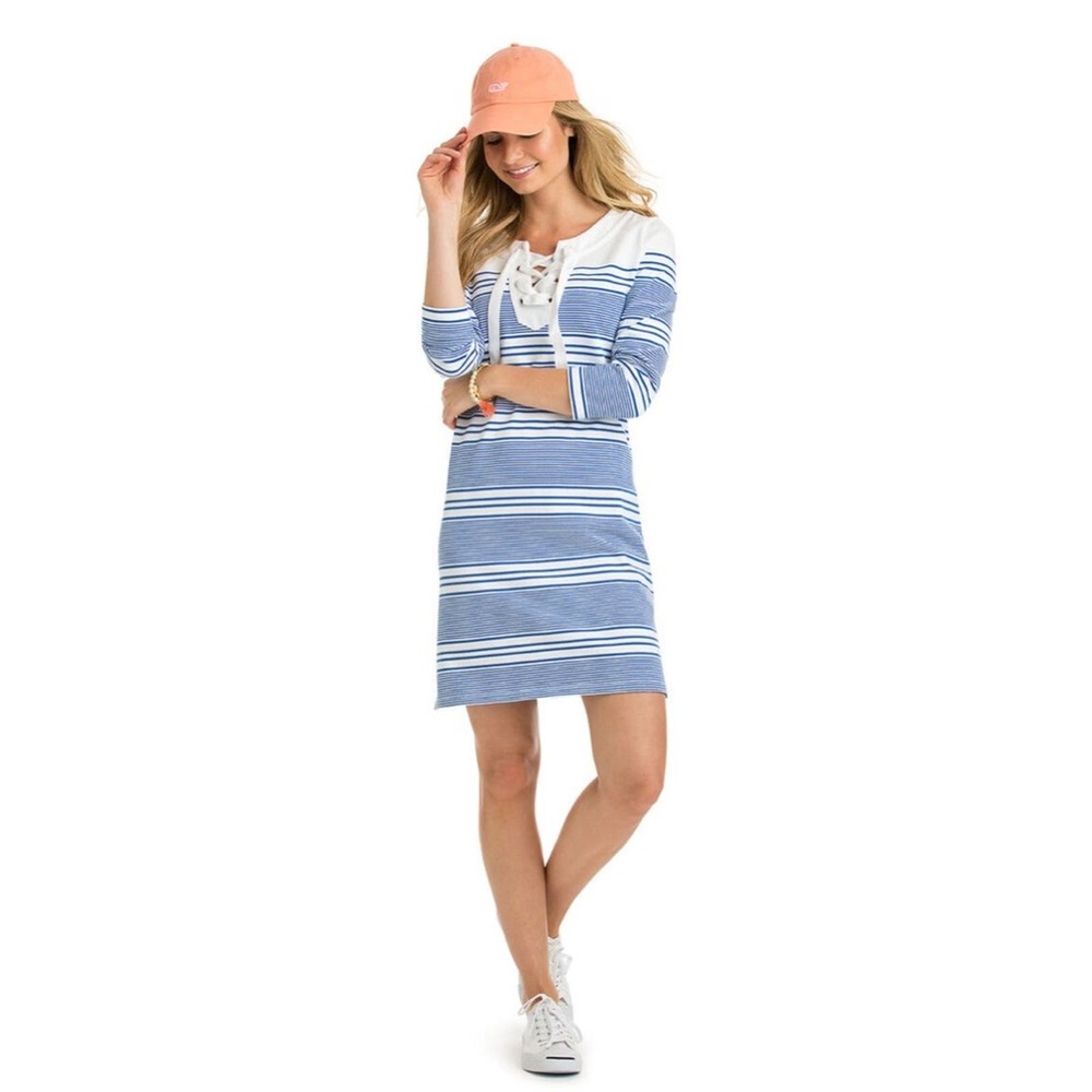 Vineyard Vines Yacht Stripe Tie Front Knit Dress Size Large